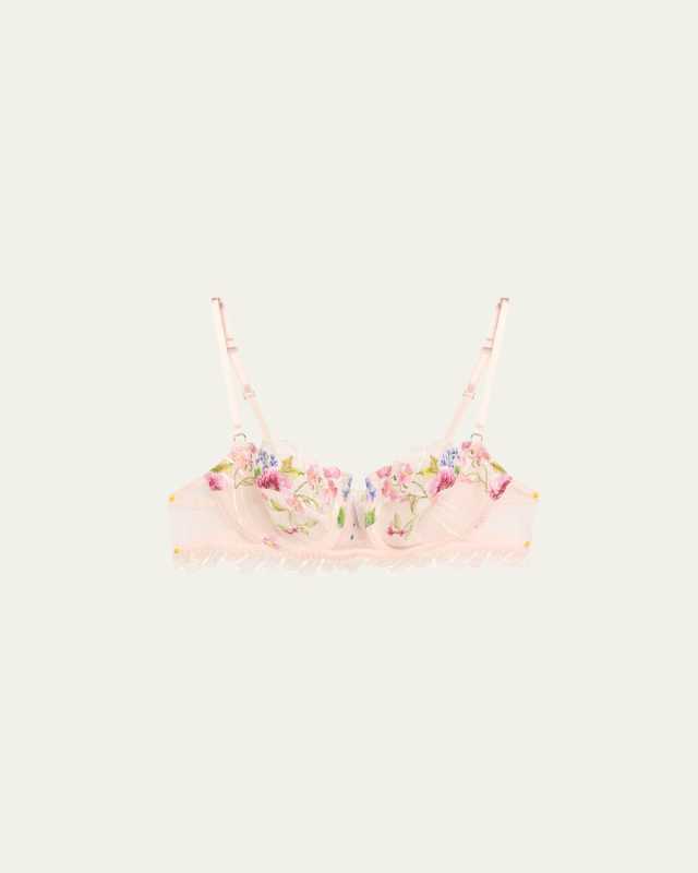 Libertine en Fleurs Embroidered Tulle Demi Bra